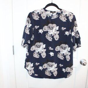 Theory Floral Slit Front Tunic 100% Silk Size Small